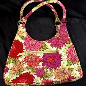 Vera Bradley Hello Dahlia Shoulder Purse Handbag Silver Ring Accents